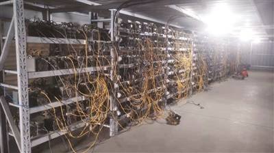A bustling mining farm hosting various rigs for optimal Bitcoin and Dogecoin operations