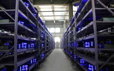 A powerful mining rig in action, showcasing high-efficiency hardware for Bitcoin and Ethereum mining