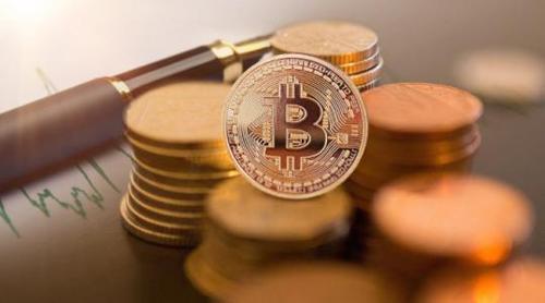 Conceptual image of a Bitcoin, highlighting its decentralized and digital nature, against a technological backdrop.